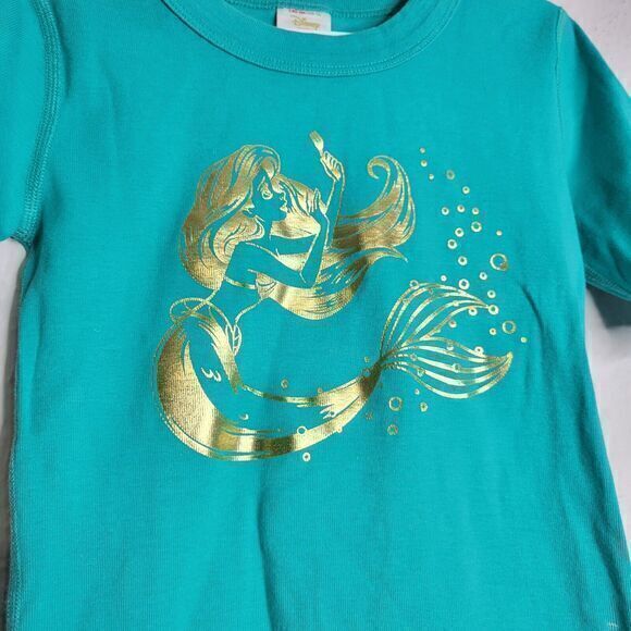 3 / $30 Hanna Andersson Disney Princess 140 Ariel Mermaid Top Gold‎ Foil Graphic - Picture 2 of 5